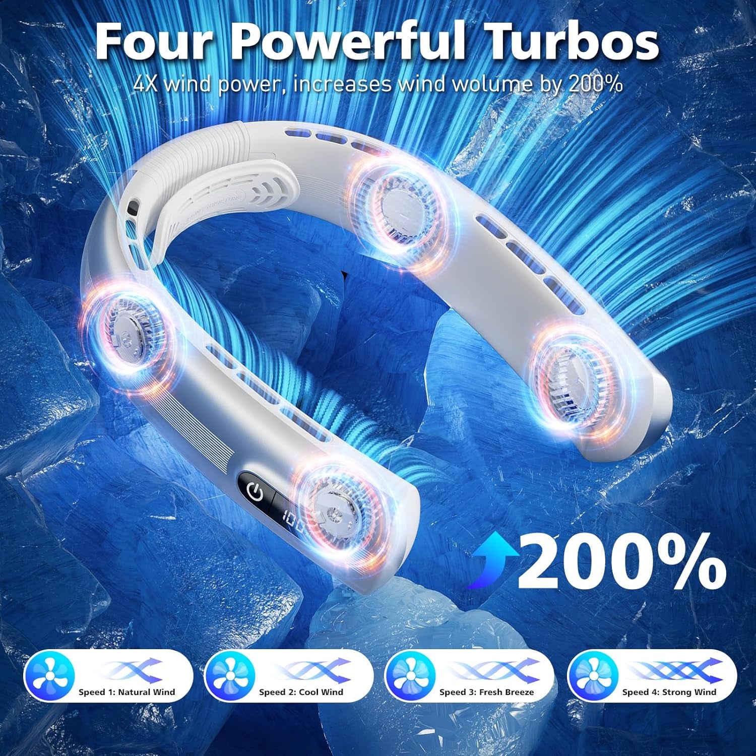 Neck Fan - 7000Mah Portable Neck Fan Rechargeable, LED Battery Display, Hands-Free, 360° Cooling Neck Fan, Bladeless Wearable Personal Fan for Hot Flashes, Outdoor Work, Travel